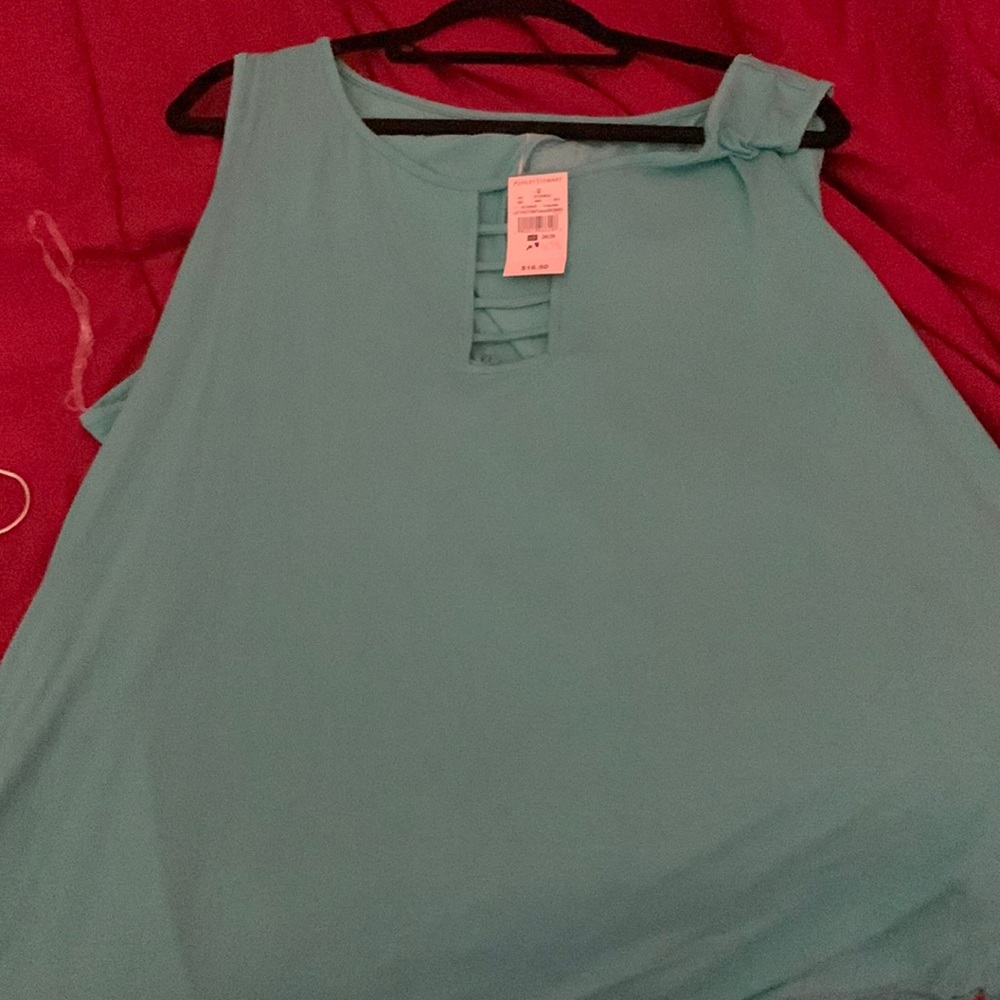 Ashley Stewart short sleeve blouse blue